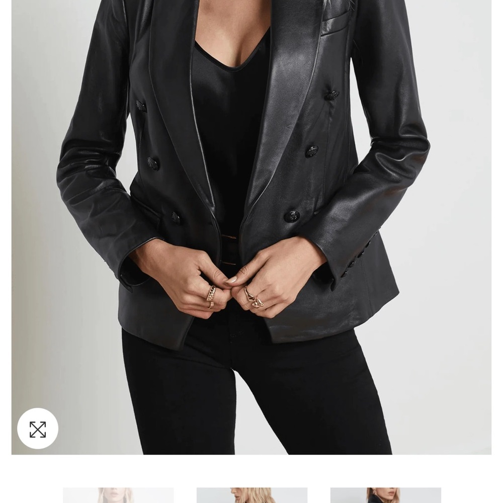 Black leather double breasted blazer from L’agence